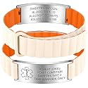 Custom Medical Alert Bracelets for Women Men, Engraved Medical ID Tag with Adjustable Waterproof Silicone Band, Personalized Emergency Bracelet for Diabetes, Allergies &amp; Health Conditions