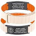 Custom Medical Alert Bracelets for Women Men, Engraved Medical ID Tag with Adjustable Waterproof Silicone Band, Personalized Emergency Bracelet for Diabetes, Allergies &amp; Health Conditions