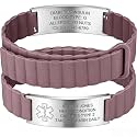 Custom Medical Alert Bracelets for Women Men, Engraved Medical ID Tag with Adjustable Waterproof Silicone Band, Personalized Emergency Bracelet for Diabetes, Allergies &amp; Health Conditions