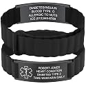Custom Medical Alert Bracelets for Women Men, Engraved Medical ID Tag with Adjustable Waterproof Silicone Band, Personalized Emergency Bracelet for Diabetes, Allergies &amp; Health Conditions