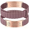 Custom Medical Alert Bracelets for Women Men, Engraved Medical ID Tag with Adjustable Waterproof Silicone Band, Personalized Emergency Bracelet for Diabetes, Allergies &amp; Health Conditions