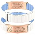 Custom Medical Alert Bracelets for Women Men, Engraved Medical ID Tag with Adjustable Waterproof Silicone Band, Personalized Emergency Bracelet for Diabetes, Allergies &amp; Health Conditions