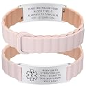 Custom Medical Alert Bracelets for Women Men, Engraved Medical ID Tag with Adjustable Waterproof Silicone Band, Personalized Emergency Bracelet for Diabetes, Allergies &amp; Health Conditions