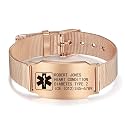 Custom Medical Bracelet for Women Men - Personalized Engraved Stainless Steel Waterproof Emergency Alert Medical ID Bracelet Allergy Wristband