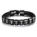 Custom Mens Bracelet, Men's Leather Bracelet with Name Beads, Personalized Father Dad Valentine's Day Gifts for Husband Her