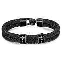 Custom Mens Bracelet, Men's Leather Bracelet with Name Beads, Personalized Father Dad Valentine's Day Gifts for Husband Her