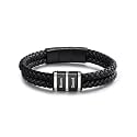 Custom Mens Bracelet, Men's Leather Bracelet with Name Beads, Personalized Father Dad Valentine's Day Gifts for Husband Her