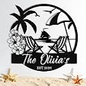 Custom Metal Beach Sign, Personalized Beach Sign Wall Decor for Outdoor