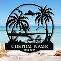Custom Metal Beach Sign, Personalized Beach Sign Wall Decor for Outdoor
