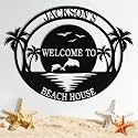 Custom Metal Beach Sign, Personalized Beach Sign Wall Decor for Outdoor