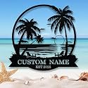 Custom Metal Beach Sign, Personalized Beach Sign Wall Decor for Outdoor