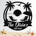 Custom Metal Beach Sign, Personalized Beach Sign Wall Decor for Outdoor