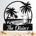 Custom Metal Beach Sign, Personalized Beach Sign Wall Decor for Outdoor