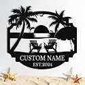 Custom Metal Beach Sign, Personalized Beach Sign Wall Decor for Outdoor