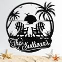 Custom Metal Beach Sign, Personalized Beach Sign Wall Decor for Outdoor