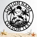 Custom Metal Beach Sign, Personalized Beach Sign Wall Decor for Outdoor