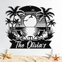 Custom Metal Beach Sign, Personalized Beach Sign Wall Decor for Outdoor