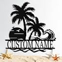 Custom Metal Beach Sign, Personalized Beach Sign Wall Decor for Outdoor
