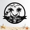 Custom Metal Beach Sign, Personalized Beach Sign Wall Decor for Outdoor