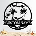 Custom Metal Beach Sign, Personalized Beach Sign Wall Decor for Outdoor