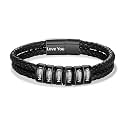Custom Name Bracelets for Men, Personalized Leather Bracelet with 1-6 Names Father's Day, Christmas, Valentine's Day Gift for Dad,Husband,Son