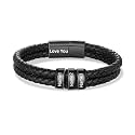 Custom Name Bracelets for Men, Personalized Leather Bracelet with 1-6 Names Father's Day, Christmas, Valentine's Day Gift for Dad,Husband,Son