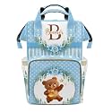 Custom Name Diaper Bag Backpack Gift Watercolor Floral Wreath Dot Teddy Bear Ultimate Nappy Bag: Spacious, Waterproof &amp; Perfect for Travel