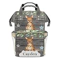 Custom Name Diaper Bag Backpack Gift Watercolor Kangaroo Leaf Multifunction Travel Backpack Nappy Bag Daypack for Mom Dad Boy Girl