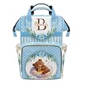 Custom Name Diaper Bag Backpack Gift Watercolor Floral Wreath Dot Teddy Bear Multifunction Travel Backpack Nappy Bag Daypack for Mom Dad Boy Girl