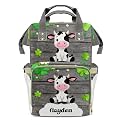 Custom Name Diaper Bag Backpack Gift Watercolor Cow Multifunction Travel Backpack Nappy Bag Daypack for Mom Dad Boy Girl