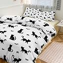 Custom Name Halloween Black Bat Spider Black Cat Duvet Cover Cute Spooky Personalized Bedding Set Witch Hat Customized Duvet Cover Set Trick Or Treat Spider Webs Pumpkin Comforter Cover Set 3 Pieces