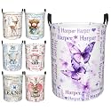 Custom Name Laundry Hamper, Personalized Laundry Baskets with Name for Boys Girls Women Men, Customized Collapsible Dirty Clothes Hamper Easy Storage Gifts for Bedroom Bathroom Living Room