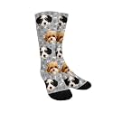 Custom Photo Pet Face Socks, Love Heart Crew Socks with 2 Faces for Men Women
