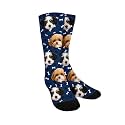 Custom Photo Pet Face Socks, Love Heart Crew Socks with 2 Faces for Men Women