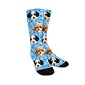 Custom Photo Pet Face Socks, Love Heart Crew Socks with 2 Faces for Men Women