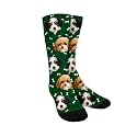 Custom Photo Pet Face Socks, Love Heart Crew Socks with 2 Faces for Men Women