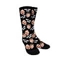 Custom Photo Pet Face Socks, Love Heart Crew Socks with 2 Faces for Men Women