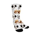 Custom Photo Pet Face Socks, Love Heart Crew Socks with 2 Faces for Men Women