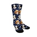 Custom Photo Pet Face Socks, Love Heart Crew Socks with 2 Faces for Men Women