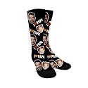 Custom Photo Pet Face Socks, Love Heart Crew Socks with 2 Faces for Men Women