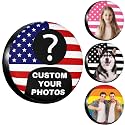 Custom Spare Tire Cover Personalized Universal Wheel Cover Add Photo Text Logo Waterproof Tire Protector with Adjustable Buckle Strap for Trailer RV SUV All Vehicle 14" 15" 16" 17" (02American Flag)