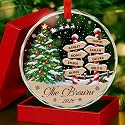 Custom Street Sign Family Ornament, Personalized Crystal Glass Keepsake