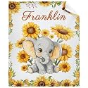 Custom Sunflower Elephant Blankets Custom Baby Blanket for Girls Boy