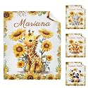 Custom Sunflower Giraffe Blankets Custom Baby Blanket for Girls Boy