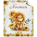 Custom Sunflower Lion Blankets Custom Baby Blanket for Girls Boy
