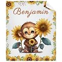 Custom Sunflower Monkey Blankets Custom Baby Blanket for Girls Boy