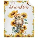 Custom Sunflower Owl Blankets Custom Baby Blanket for Girls Boy