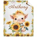 Custom Sunflower Pig Blankets Custom Baby Blanket for Girls Boy
