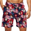 Custom Swim Trunks Men Personalized Funny Swim Beach Shorts with Faces on Them Custom Birthday Gifts for Men