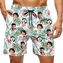 Custom Swim Trunks Men Personalized Funny Swim Beach Shorts with Faces on Them Custom Birthday Gifts for Men